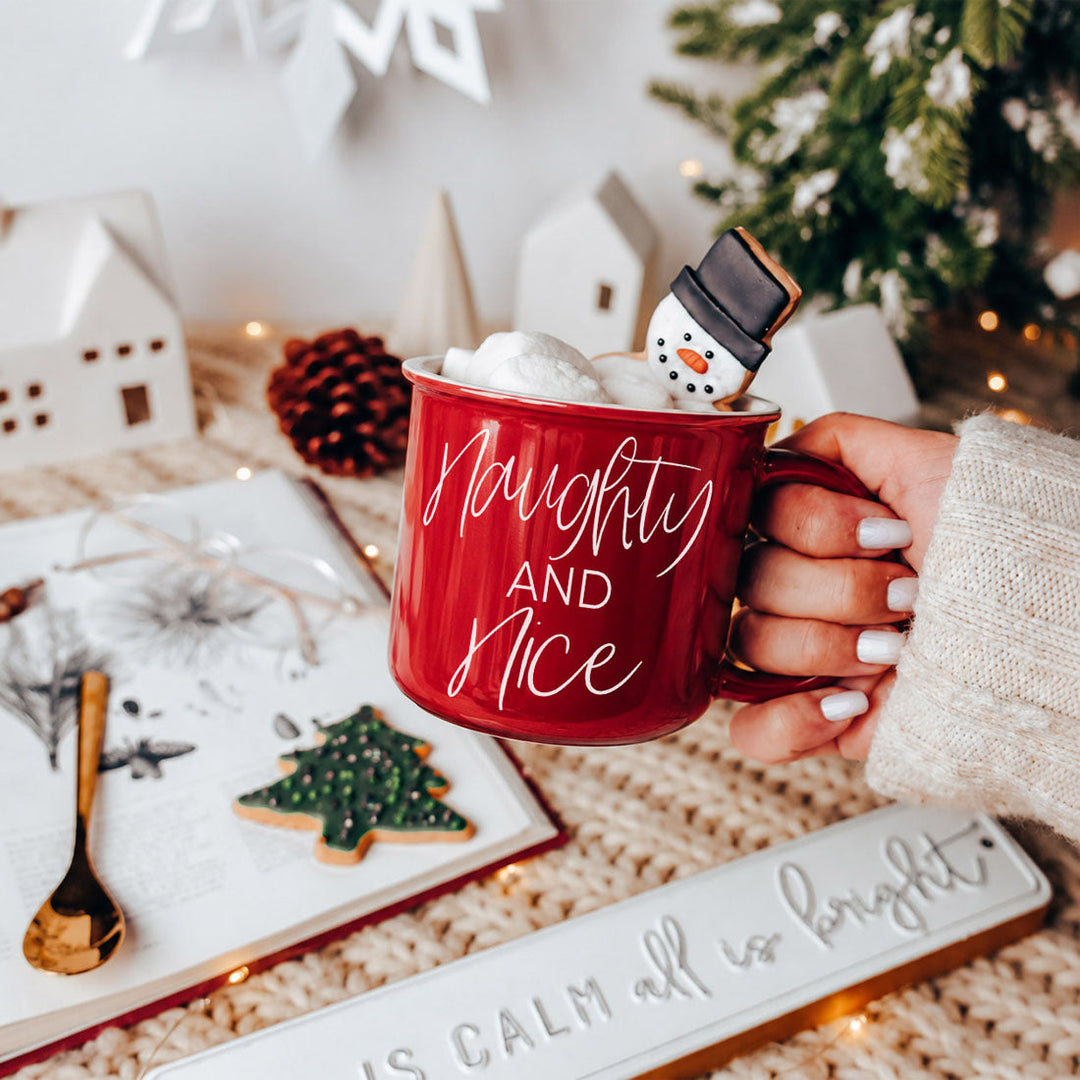 Naughty and Nice Ceramic Coffee Mug Christmas Holiday Cheeky Gift for Friends