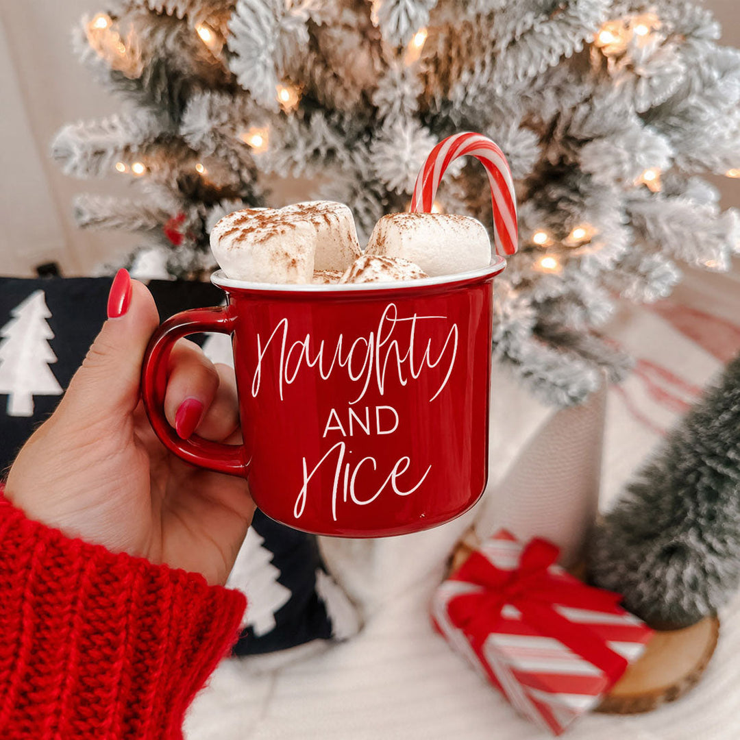 Naughty and Nice Ceramic Coffee Mug Christmas Holiday Cheeky Gift for Friends