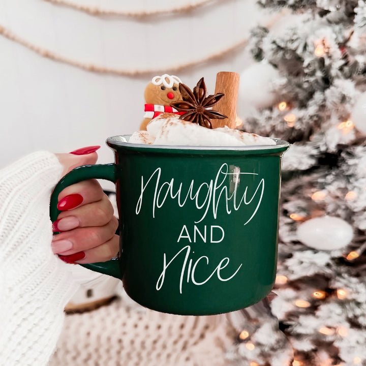 Naughty and Nice Ceramic Coffee Mug Christmas Holiday Cheeky Gift for Friends