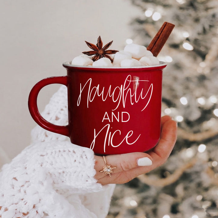 Naughty and Nice Ceramic Coffee Mug Christmas Holiday Cheeky Gift for Friends
