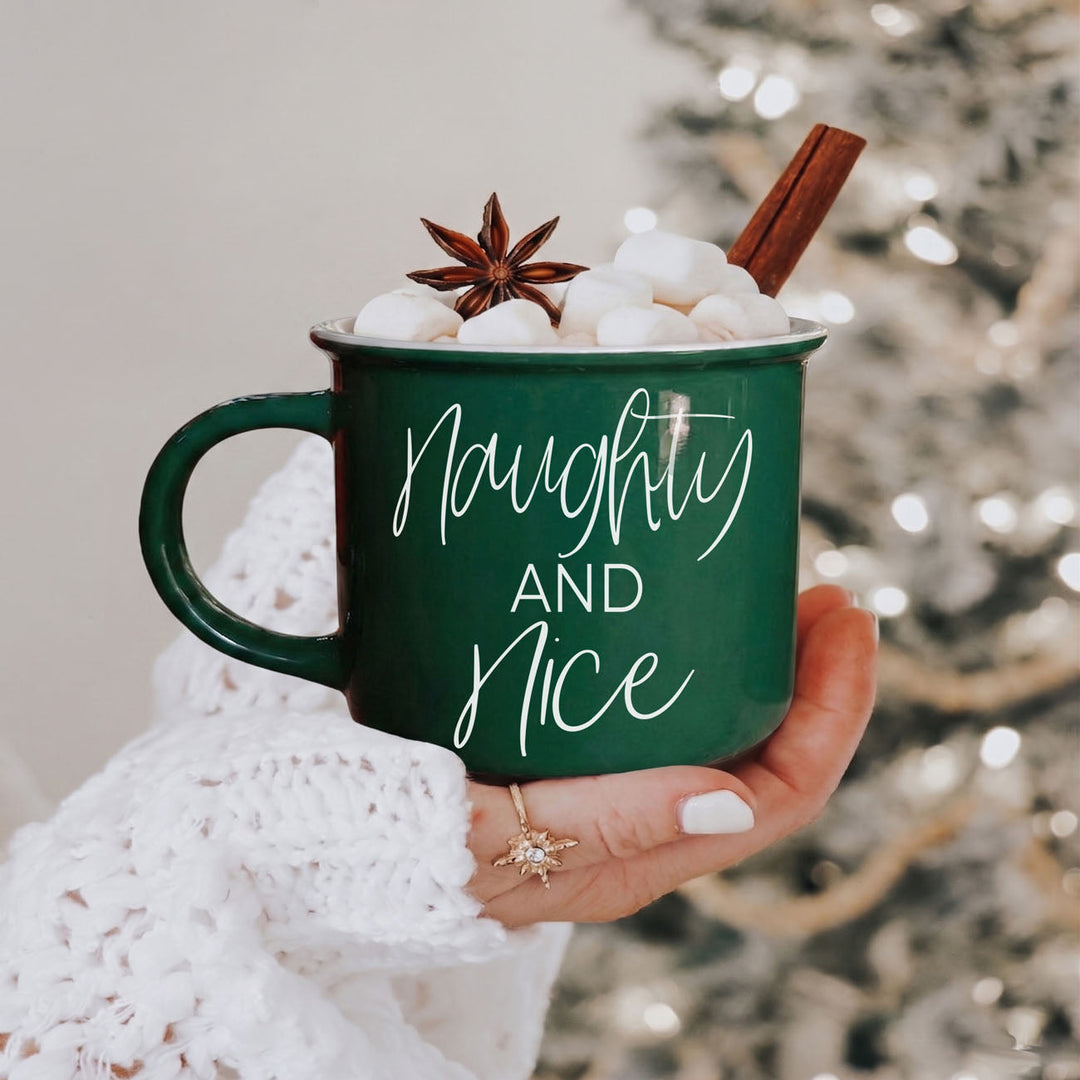 Naughty and Nice Ceramic Coffee Mug Christmas Holiday Cheeky Gift for Friends