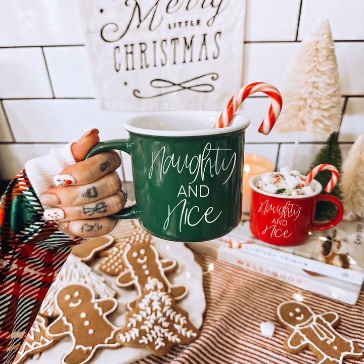 Naughty and Nice Ceramic Coffee Mug Christmas Holiday Cheeky Gift for Friends