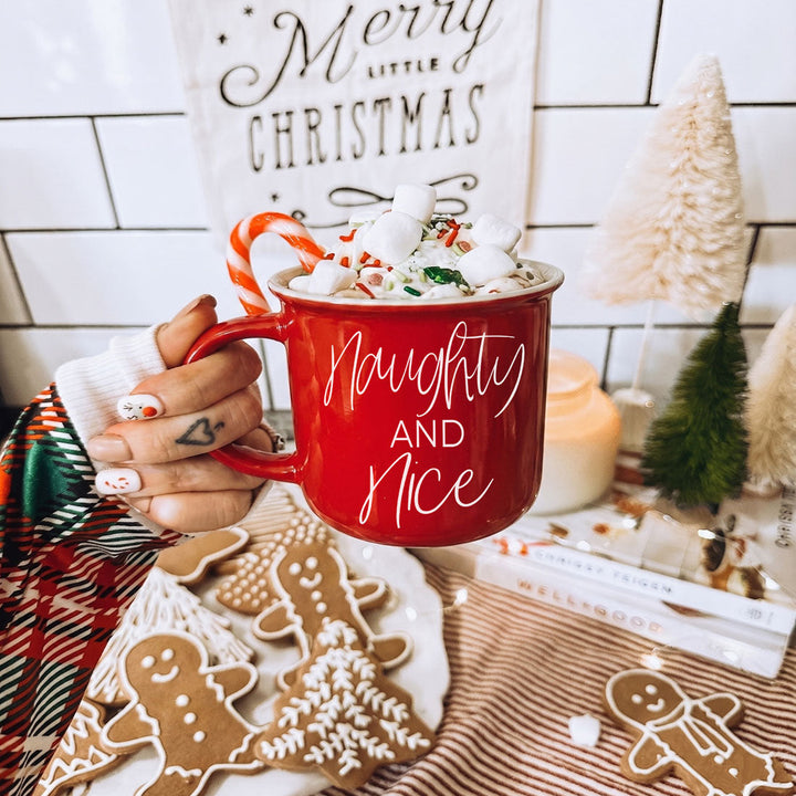 Naughty and Nice Ceramic Coffee Mug Christmas Holiday Cheeky Gift for Friends