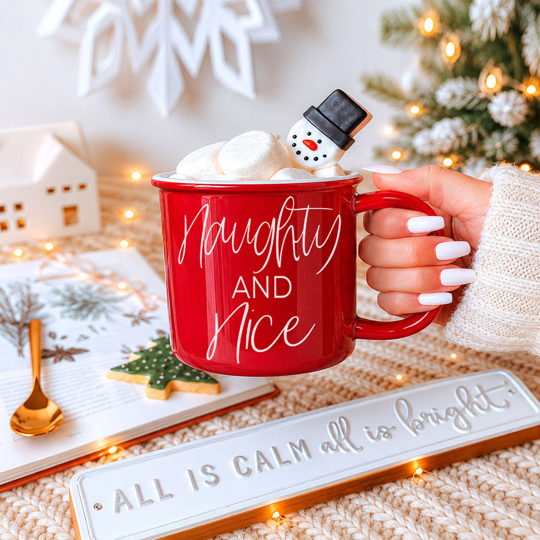 Naughty and Nice Ceramic Coffee Mug Christmas Holiday Cheeky Gift for Friends