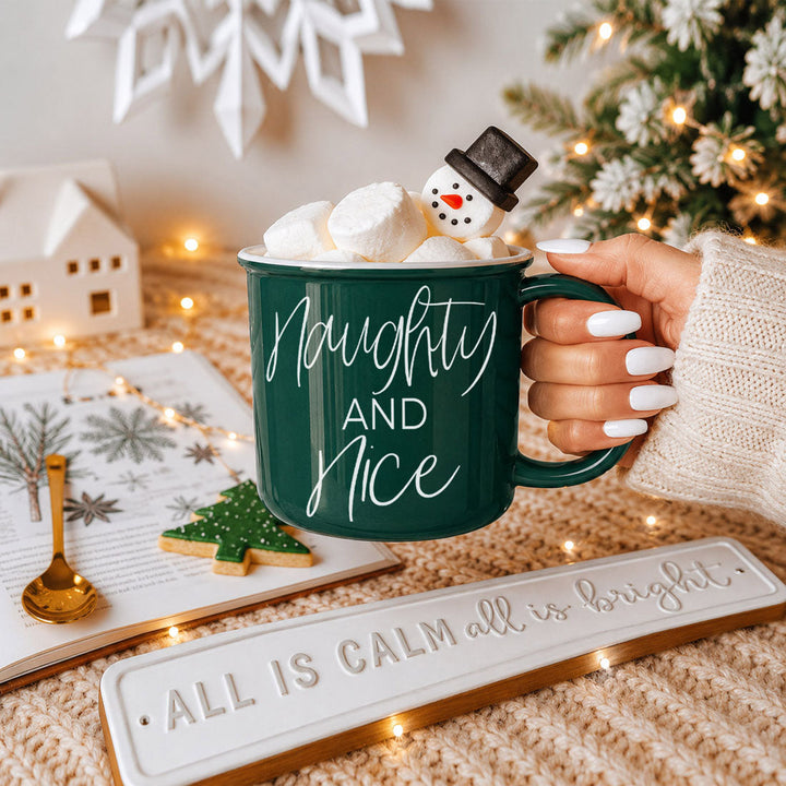 Naughty and Nice Ceramic Coffee Mug Christmas Holiday Cheeky Gift for Friends