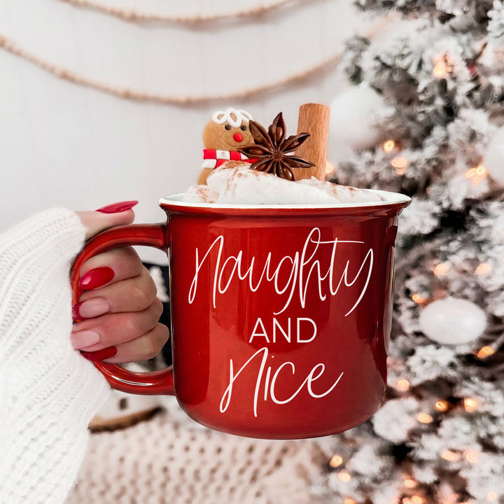 Naughty and Nice Ceramic Coffee Mug Christmas Holiday Cheeky Gift for Friends