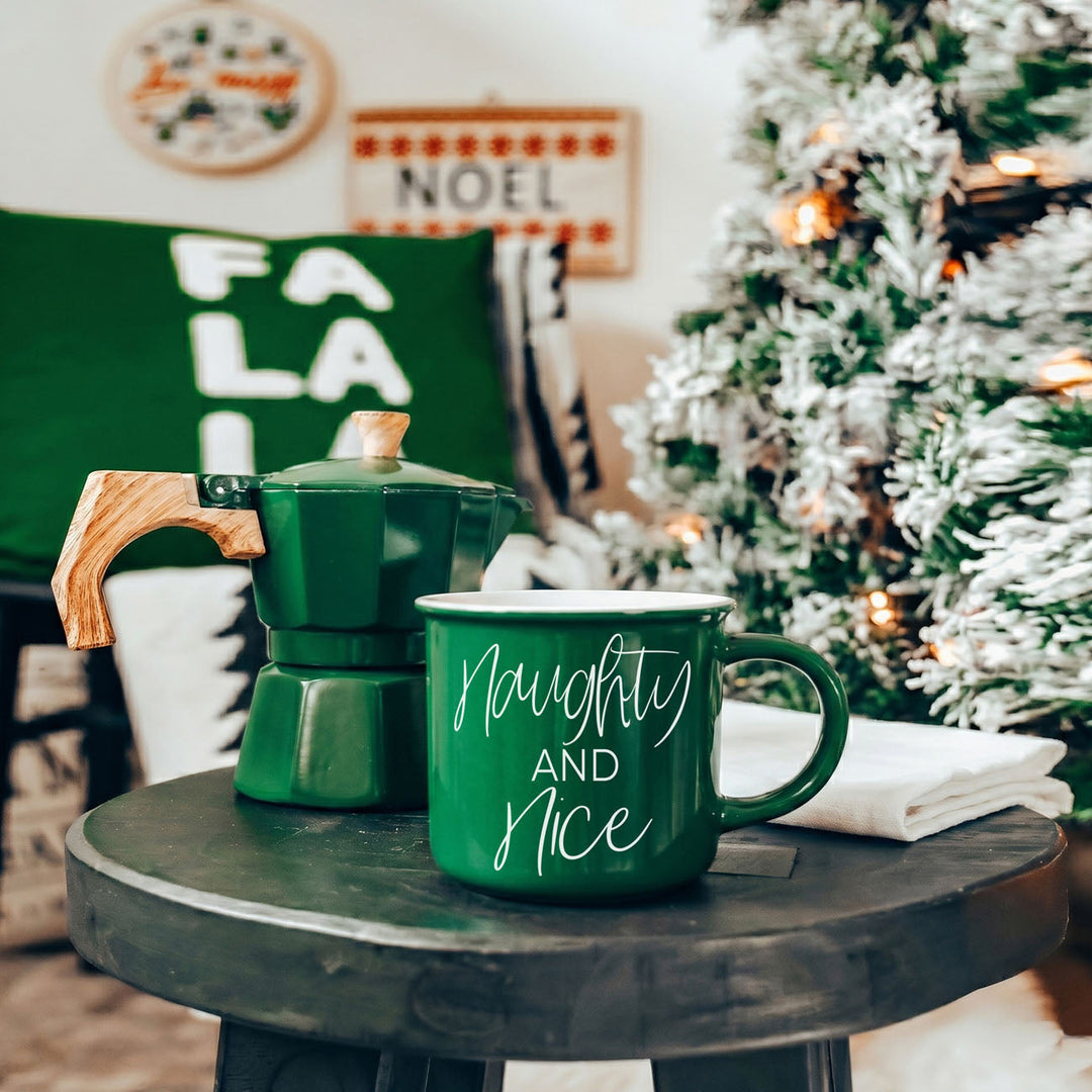 Naughty and Nice Ceramic Coffee Mug Christmas Holiday Cheeky Gift for Friends