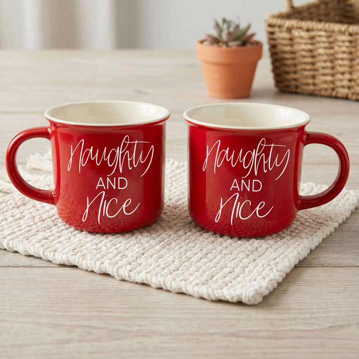 Naughty and Nice Ceramic Coffee Mug Christmas Holiday Cheeky Gift for Friends