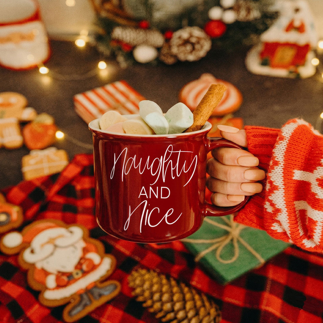 Naughty and Nice Ceramic Coffee Mug Christmas Holiday Cheeky Gift for Friends