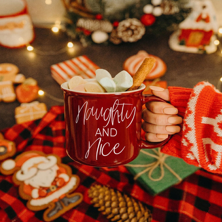Naughty and Nice Ceramic Coffee Mug Christmas Holiday Cheeky Gift for Friends