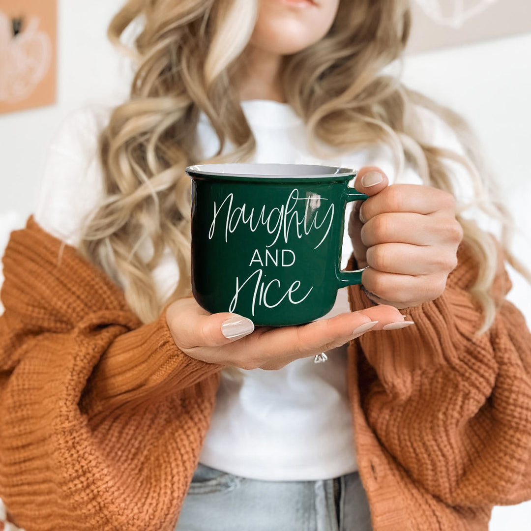 Naughty and Nice Ceramic Coffee Mug Christmas Holiday Cheeky Gift for Friends