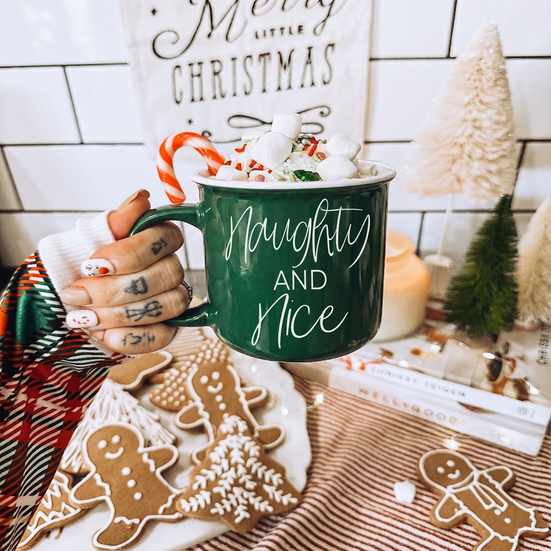 Naughty and Nice Ceramic Coffee Mug Christmas Holiday Cheeky Gift for Friends