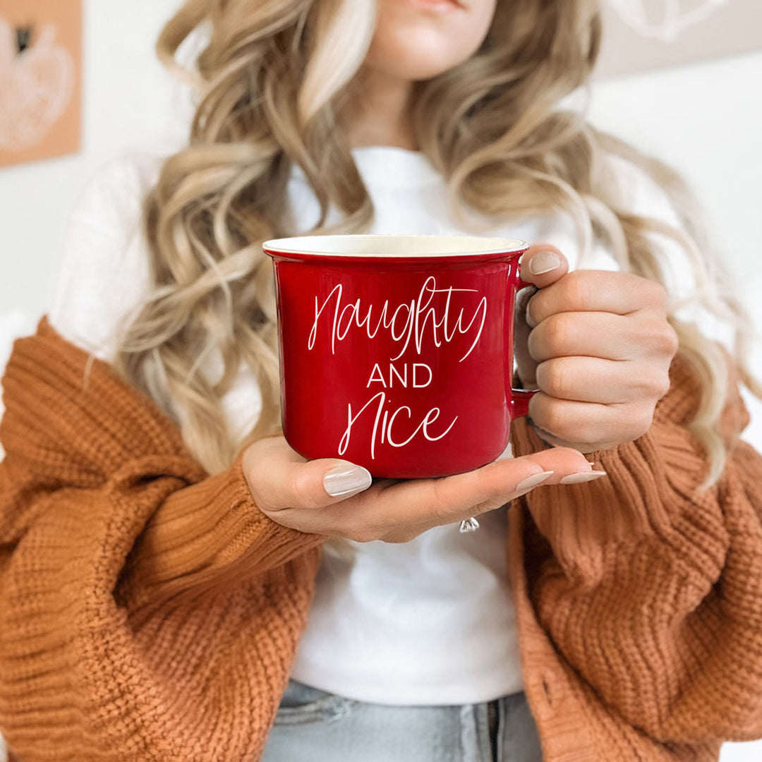 Naughty and Nice Ceramic Coffee Mug Christmas Holiday Cheeky Gift for Friends