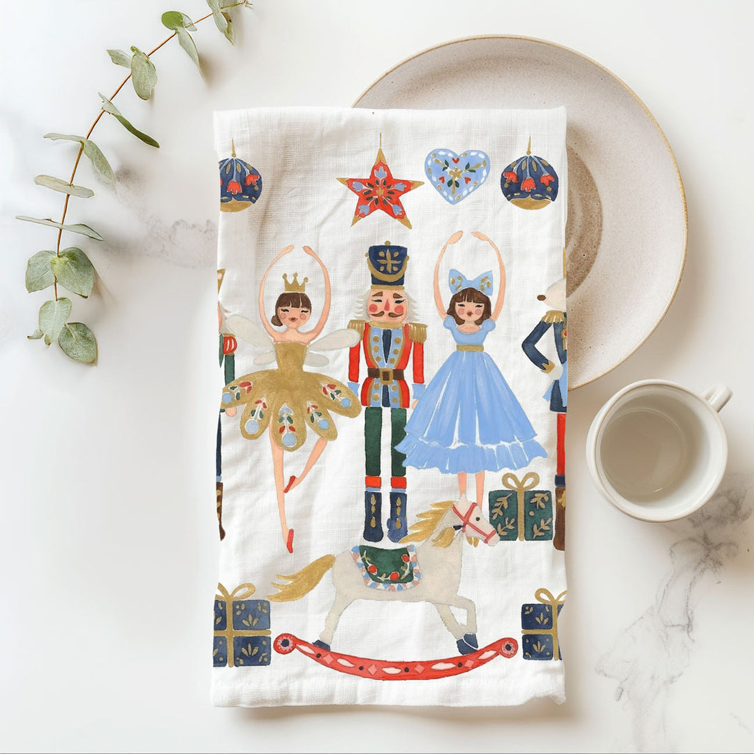 Nutcracker Blues Christmas Kitchen Tea Towel Holiday Decor Fun Gift for Friends