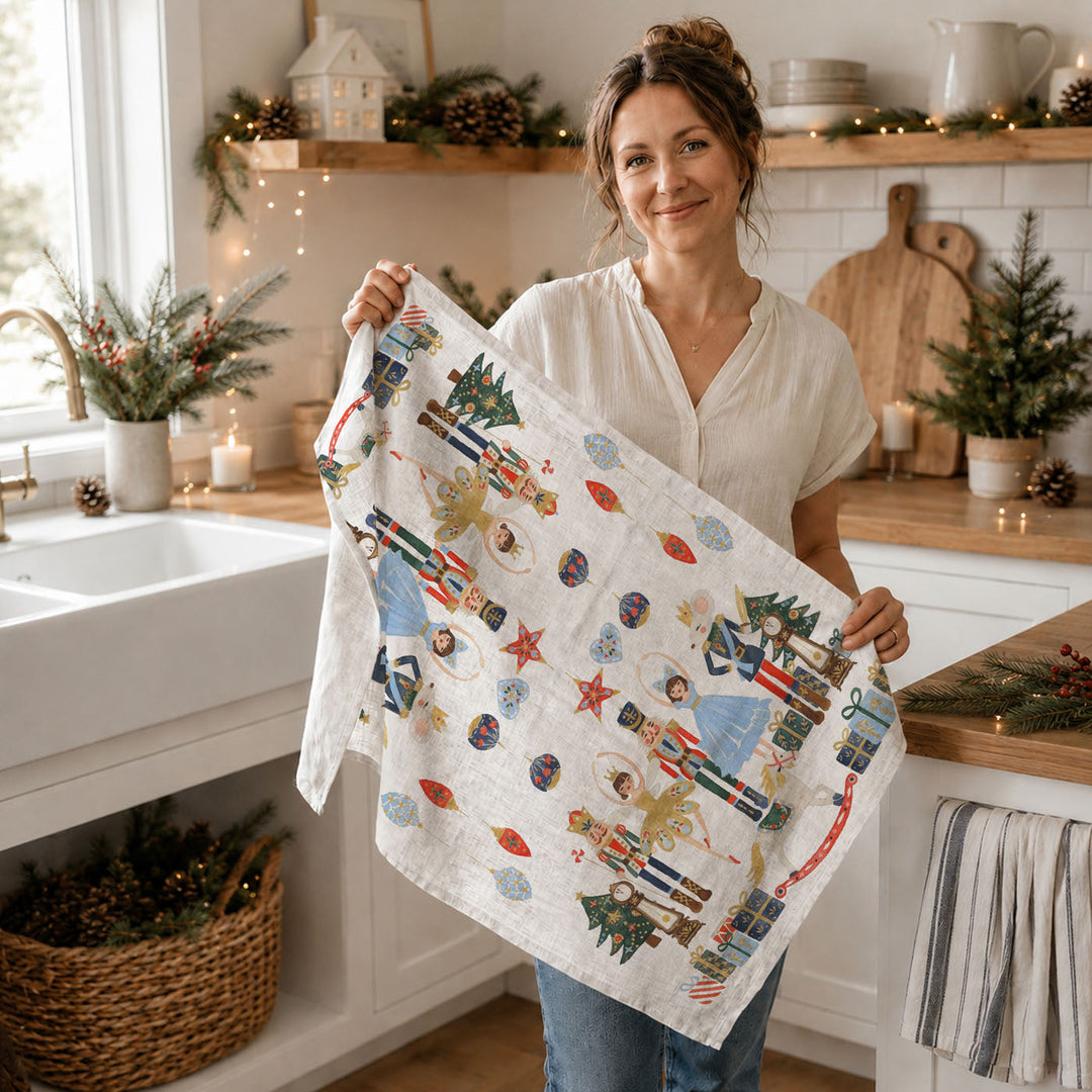 Nutcracker Blues Christmas Kitchen Tea Towel Holiday Decor Fun Gift for Friends
