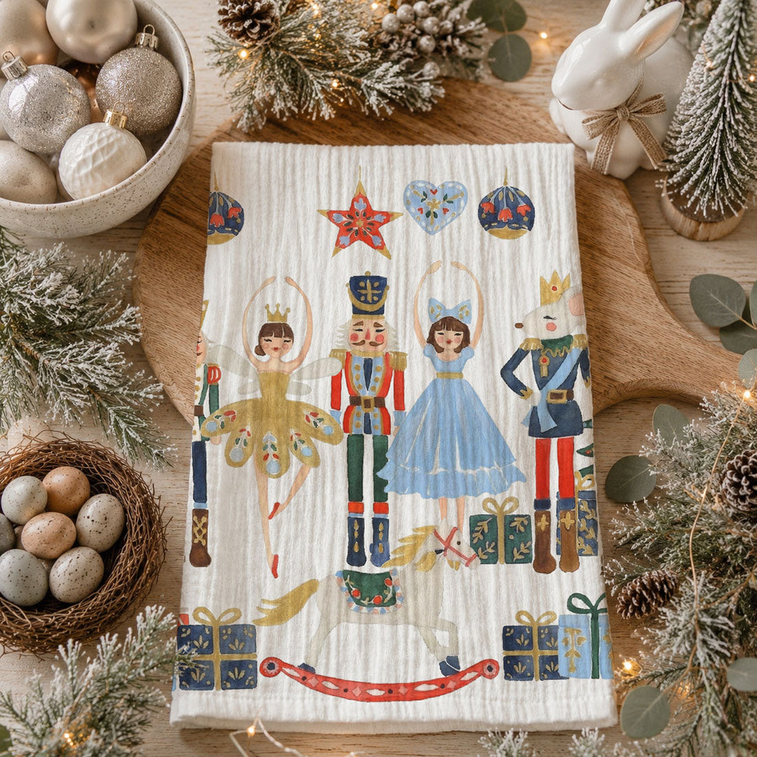 Nutcracker Blues Christmas Kitchen Tea Towel Holiday Decor Fun Gift for Friends