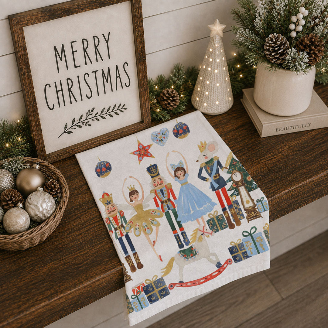 Nutcracker Blues Christmas Kitchen Tea Towel Holiday Decor Fun Gift for Friends