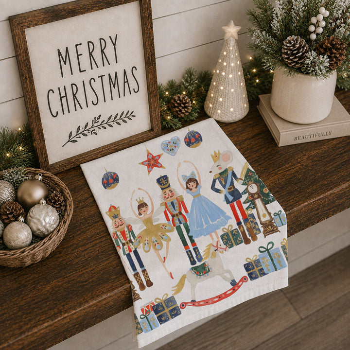 Nutcracker Blues Christmas Kitchen Tea Towel Holiday Decor Fun Gift for Friends