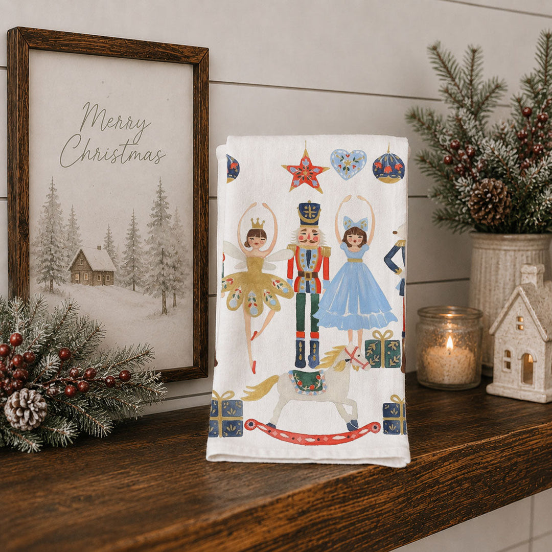 Nutcracker Blues Christmas Kitchen Tea Towel Holiday Decor Fun Gift for Friends