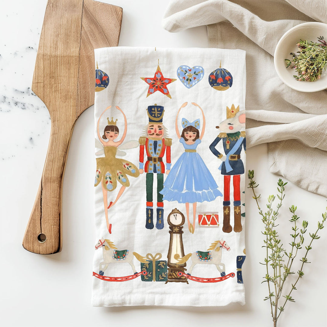 Nutcracker Blues Christmas Kitchen Tea Towel Holiday Decor Fun Gift for Friends