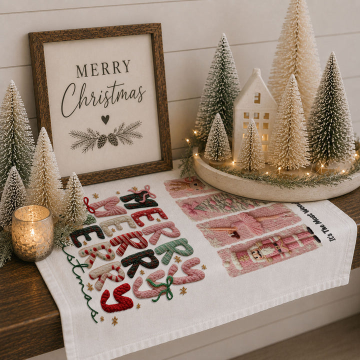 Nutcracker Pinks Christmas Kitchen Tea Towel Holiday Decor Fun Gift for Friends