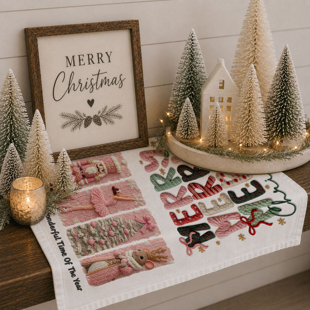 Nutcracker Pinks Christmas Kitchen Tea Towel Holiday Decor Fun Gift for Friends