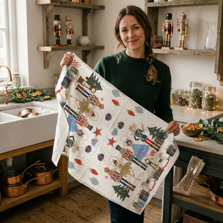 Nutcracker Blues Christmas Kitchen Tea Towel Holiday Decor Fun Gift for Friends
