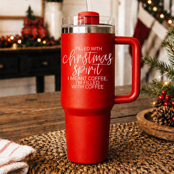 Christmas Spirit OG Insulated Tumbler 40oz Red Handle Lid Straw Fun Holiday Gift