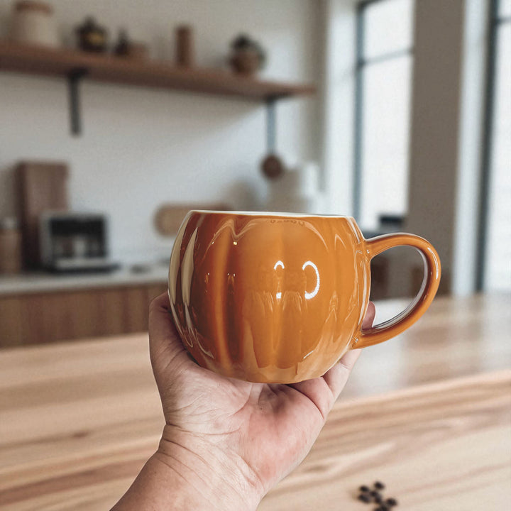 Pumpkin Shaped Ceramic Coffee Mug 16.8oz Fall Drinkware Great Gift for Friends