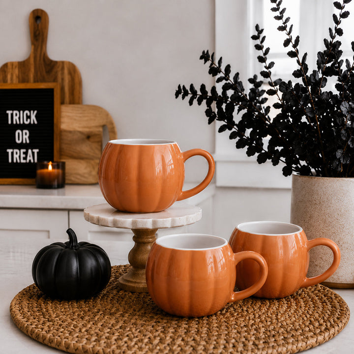 Pumpkin Shaped Ceramic Coffee Mug 16.8oz Fall Drinkware Great Gift for Friends