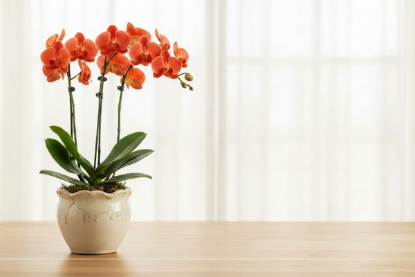 Orchids in Bloom - Coral Orange