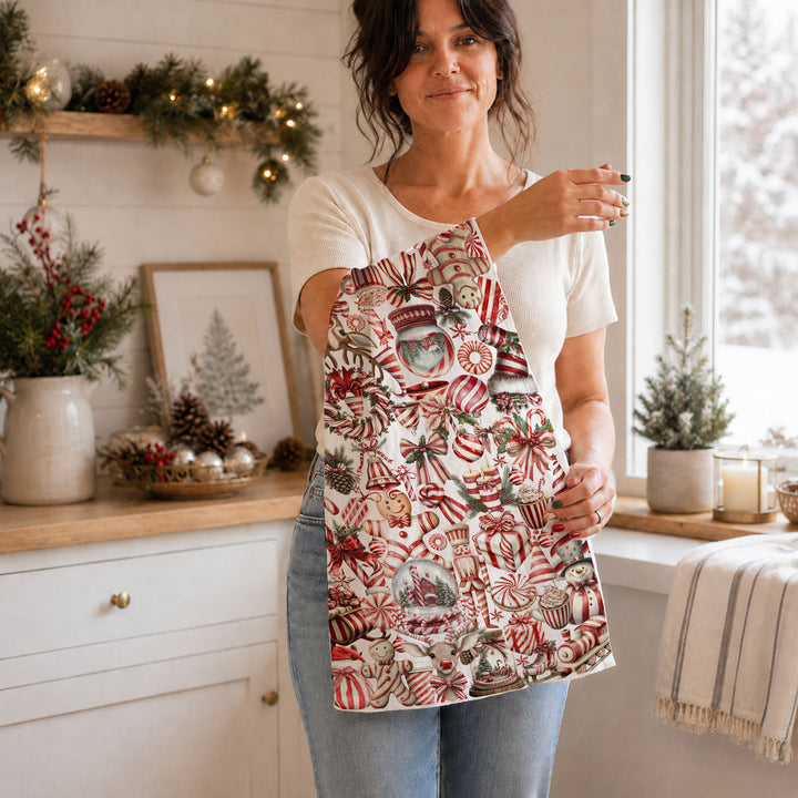 Peppermint Co Candy Cane Christmas Kitchen Tea Towel Holiday Decor Fun Gift Idea