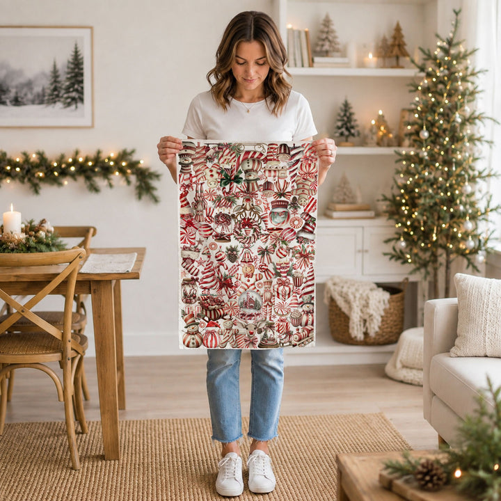 Peppermint Co Candy Cane Christmas Kitchen Tea Towel Holiday Decor Fun Gift Idea