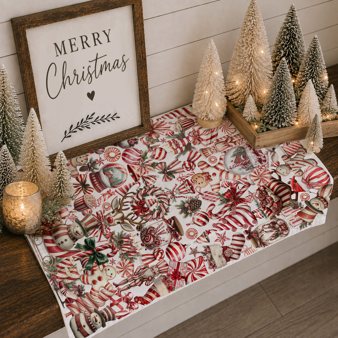 Peppermint Co Candy Cane Christmas Kitchen Tea Towel Holiday Decor Fun Gift Idea