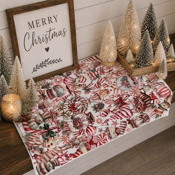 Peppermint Co Candy Cane Christmas Kitchen Tea Towel Holiday Decor Fun Gift Idea