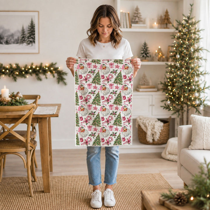 Pretty in Pinkmas Christmas Kitchen Tea Towel Pink Holiday Decor Great Gift Idea