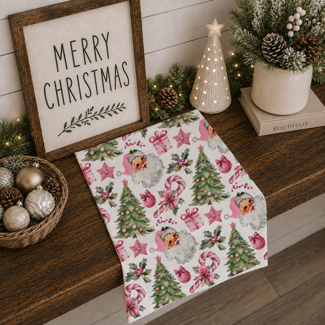 Pretty in Pinkmas Christmas Kitchen Tea Towel Pink Holiday Decor Great Gift Idea