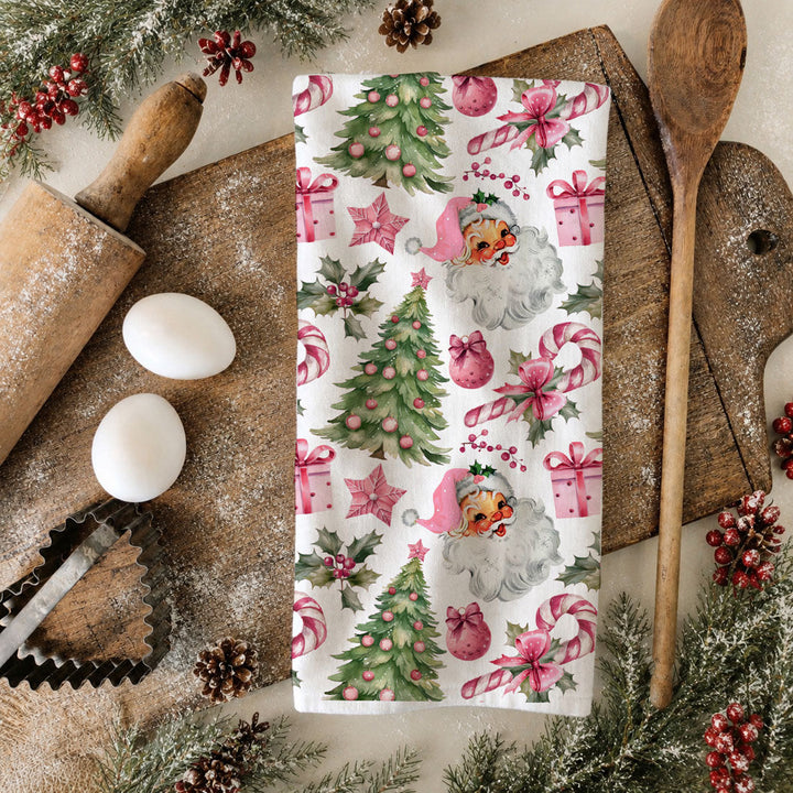 Pretty in Pinkmas Christmas Kitchen Tea Towel Pink Holiday Decor Great Gift Idea