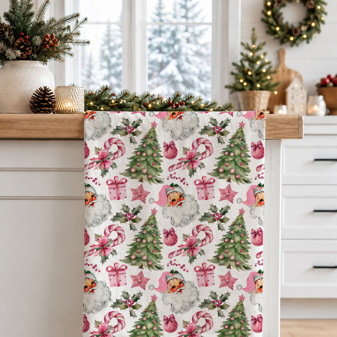 Pretty in Pinkmas Christmas Kitchen Tea Towel Pink Holiday Decor Great Gift Idea