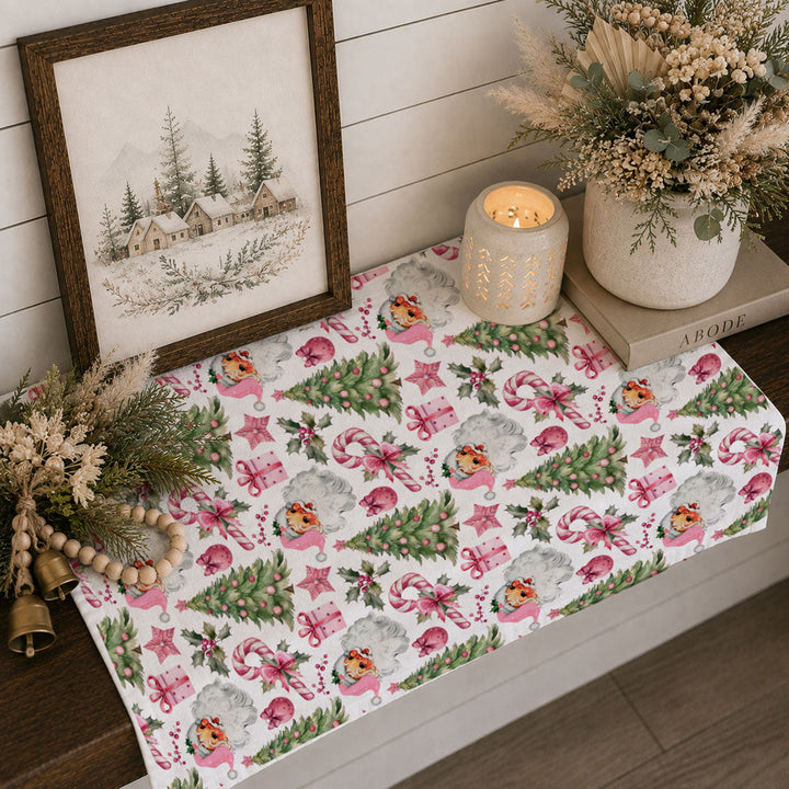 Pretty in Pinkmas Christmas Kitchen Tea Towel Pink Holiday Decor Great Gift Idea
