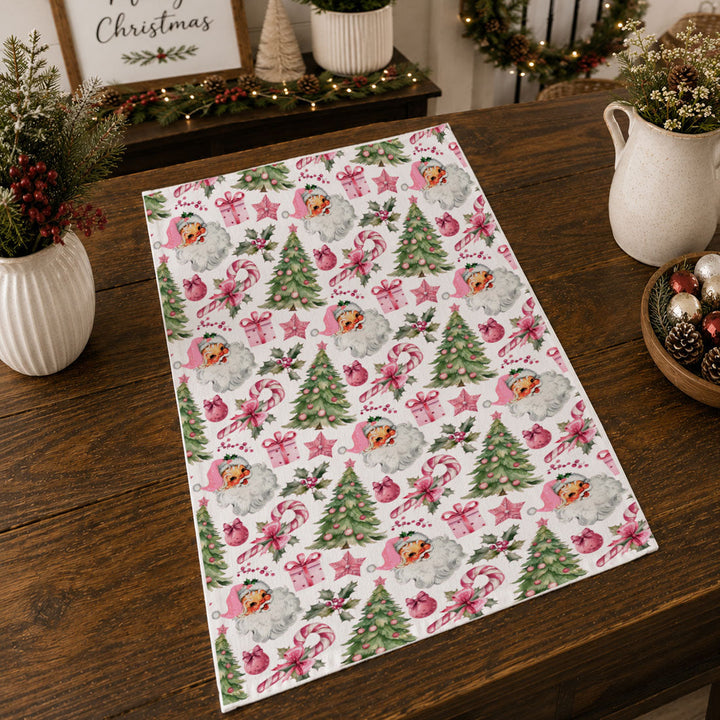 Pretty in Pinkmas Christmas Kitchen Tea Towel Pink Holiday Decor Great Gift Idea
