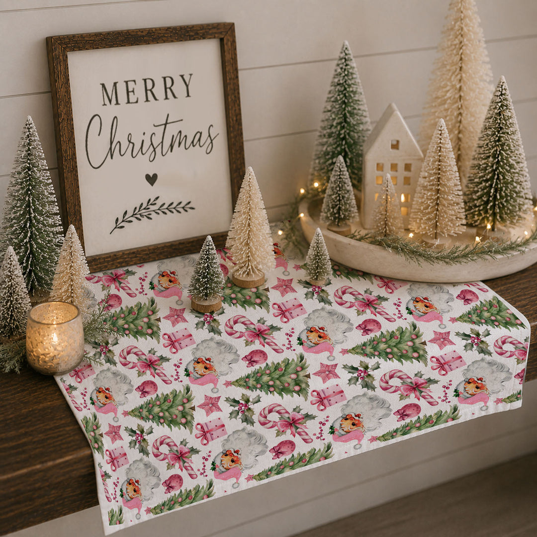 Pretty in Pinkmas Christmas Kitchen Tea Towel Pink Holiday Decor Great Gift Idea