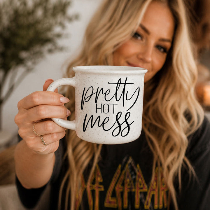 Pretty Hot Mess Ceramic Coffee Mug 14oz Double Sided Fun Gift for Coffee Lovers