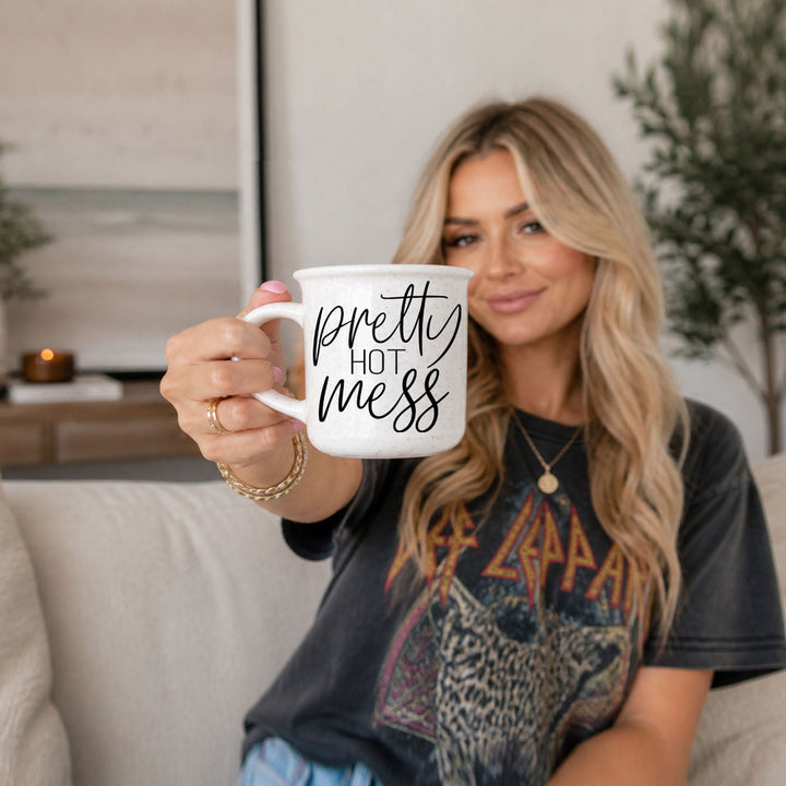 Pretty Hot Mess Ceramic Coffee Mug 14oz Double Sided Fun Gift for Coffee Lovers