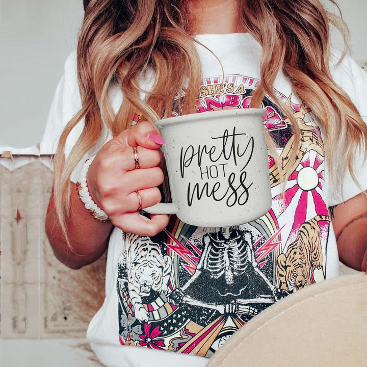 Pretty Hot Mess Ceramic Coffee Mug 14oz Double Sided Fun Gift for Coffee Lovers