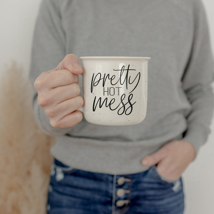 Pretty Hot Mess Ceramic Coffee Mug 14oz Double Sided Fun Gift for Coffee Lovers