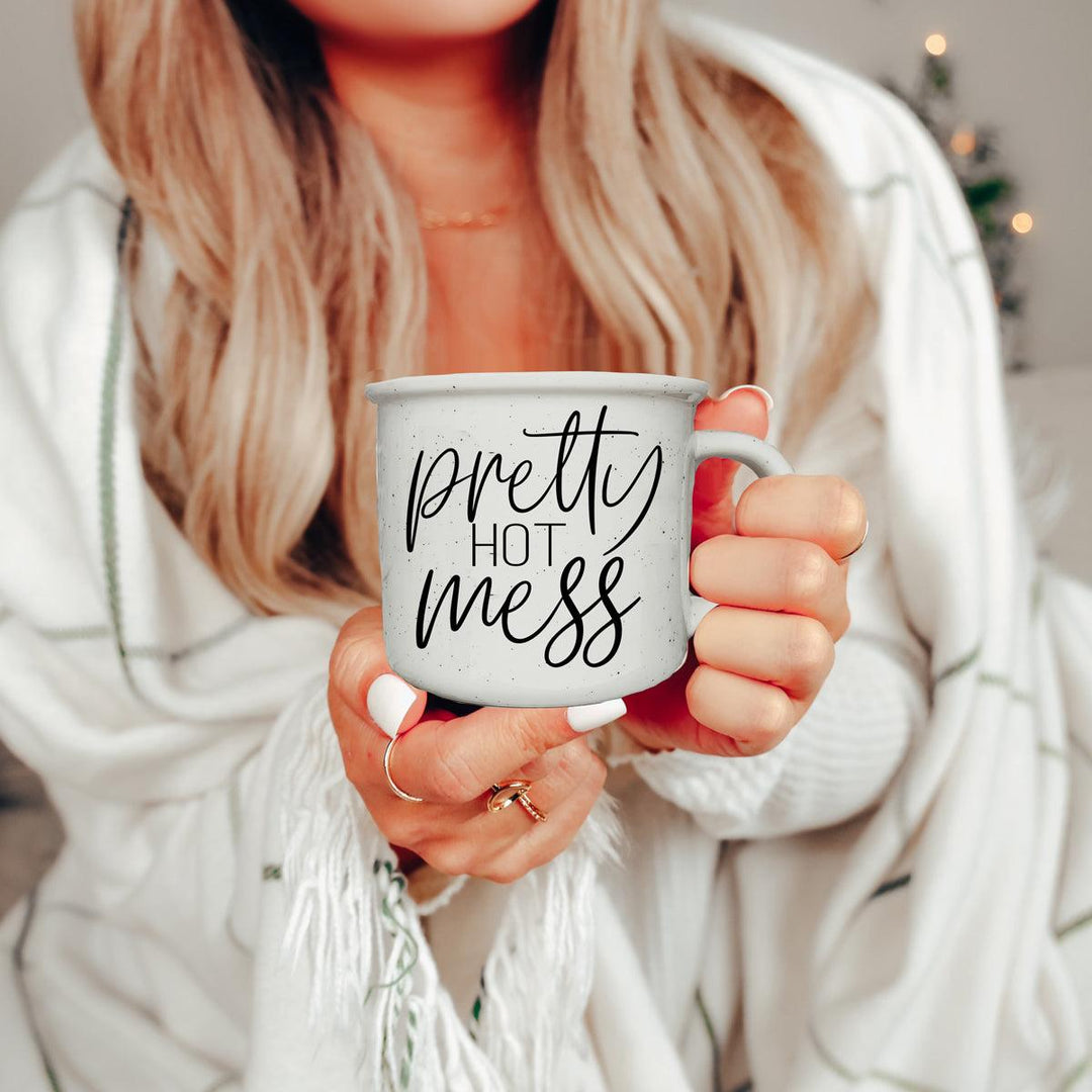 Pretty Hot Mess Ceramic Coffee Mug 14oz Double Sided Fun Gift for Coffee Lovers