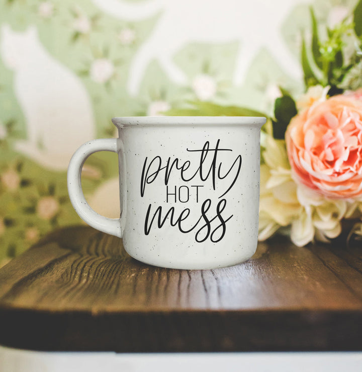 Pretty Hot Mess Ceramic Coffee Mug 14oz Double Sided Fun Gift for Coffee Lovers