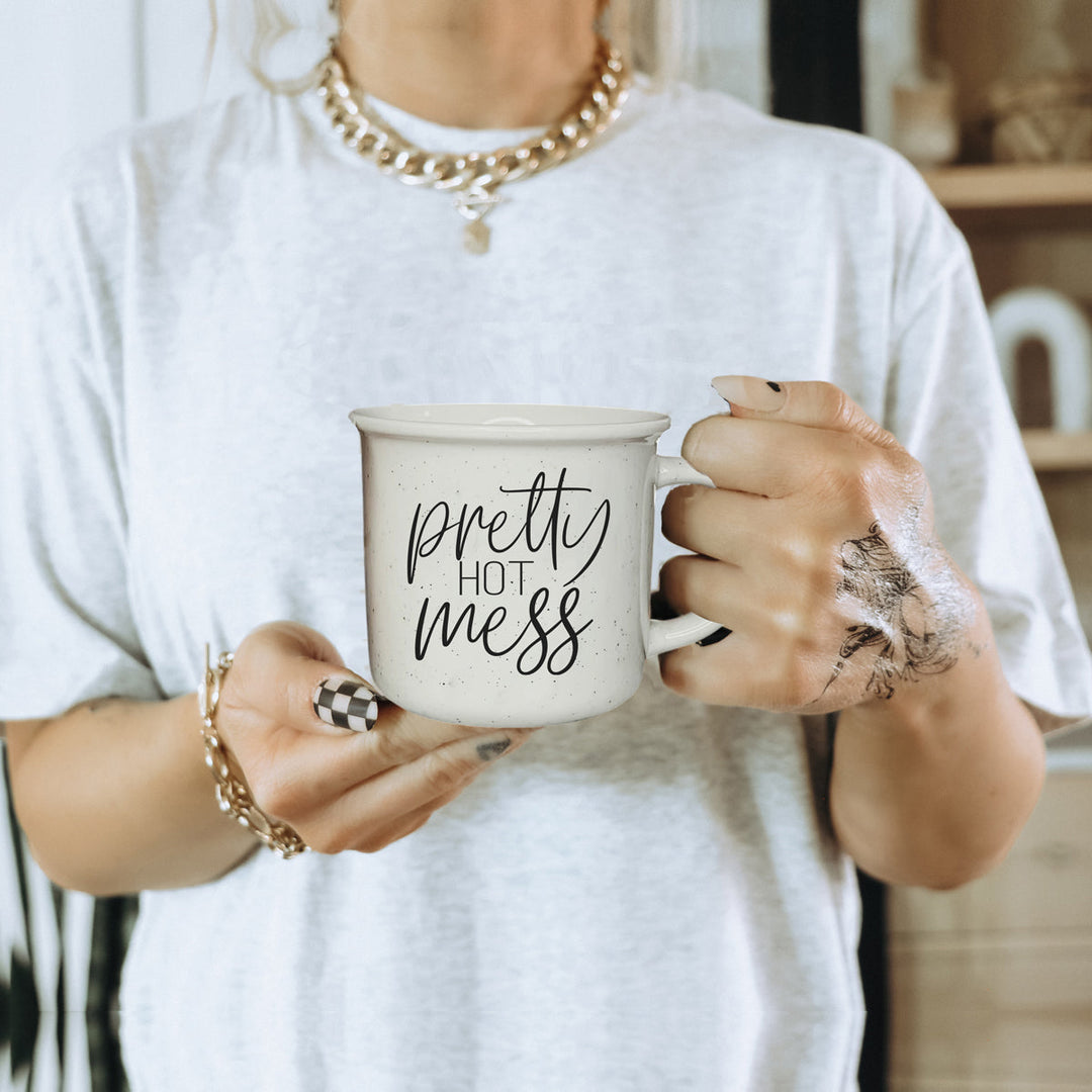 Pretty Hot Mess Ceramic Coffee Mug 14oz Double Sided Fun Gift for Coffee Lovers