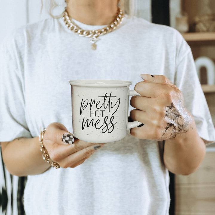 Pretty Hot Mess Ceramic Coffee Mug 14oz Double Sided Fun Gift for Coffee Lovers